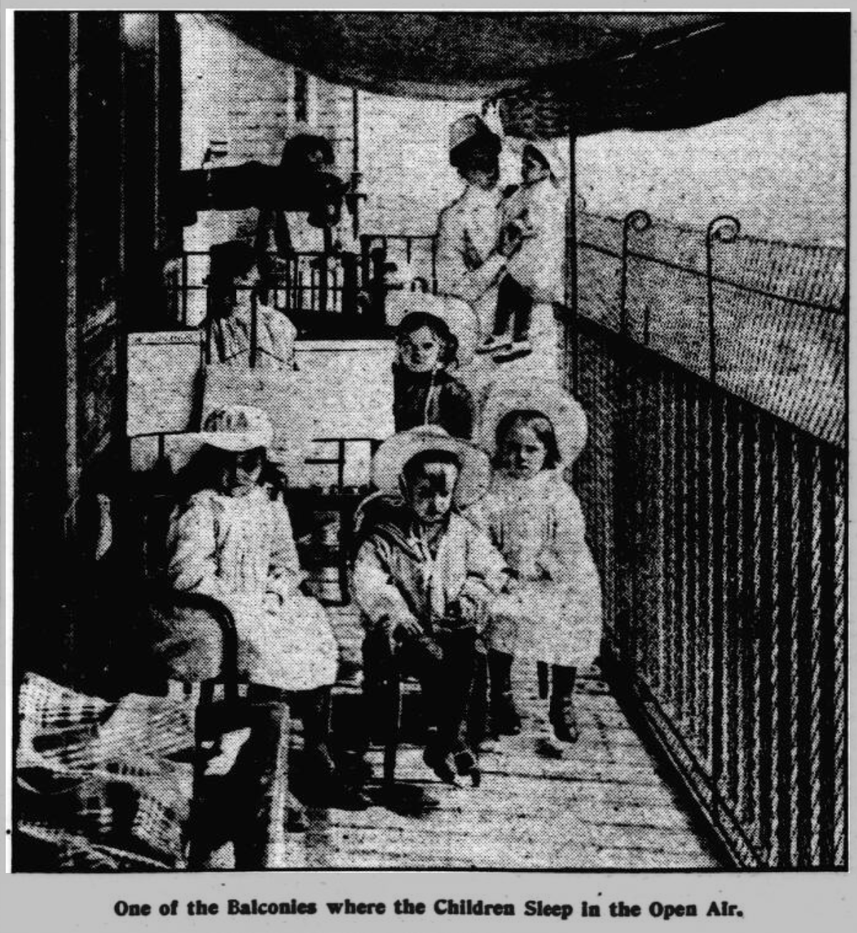 Balconies where the children sleep in the open air